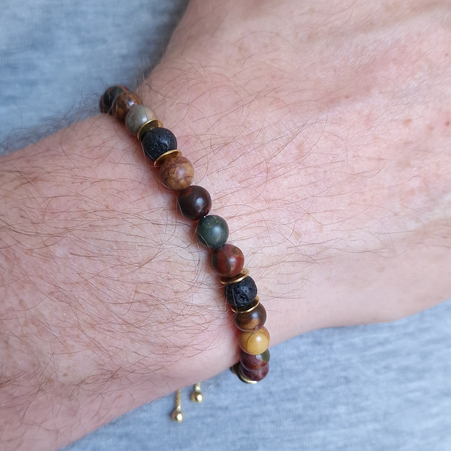 Men's Picasso Jasper bracelet in Gold Vermeil