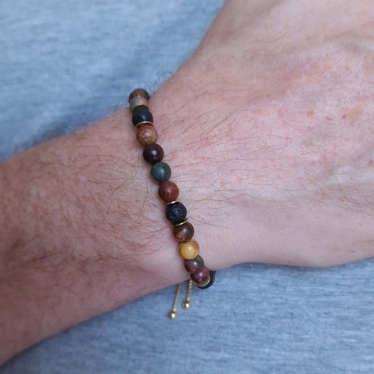 Men's Picasso Jasper bracelet in Gold Vermeil