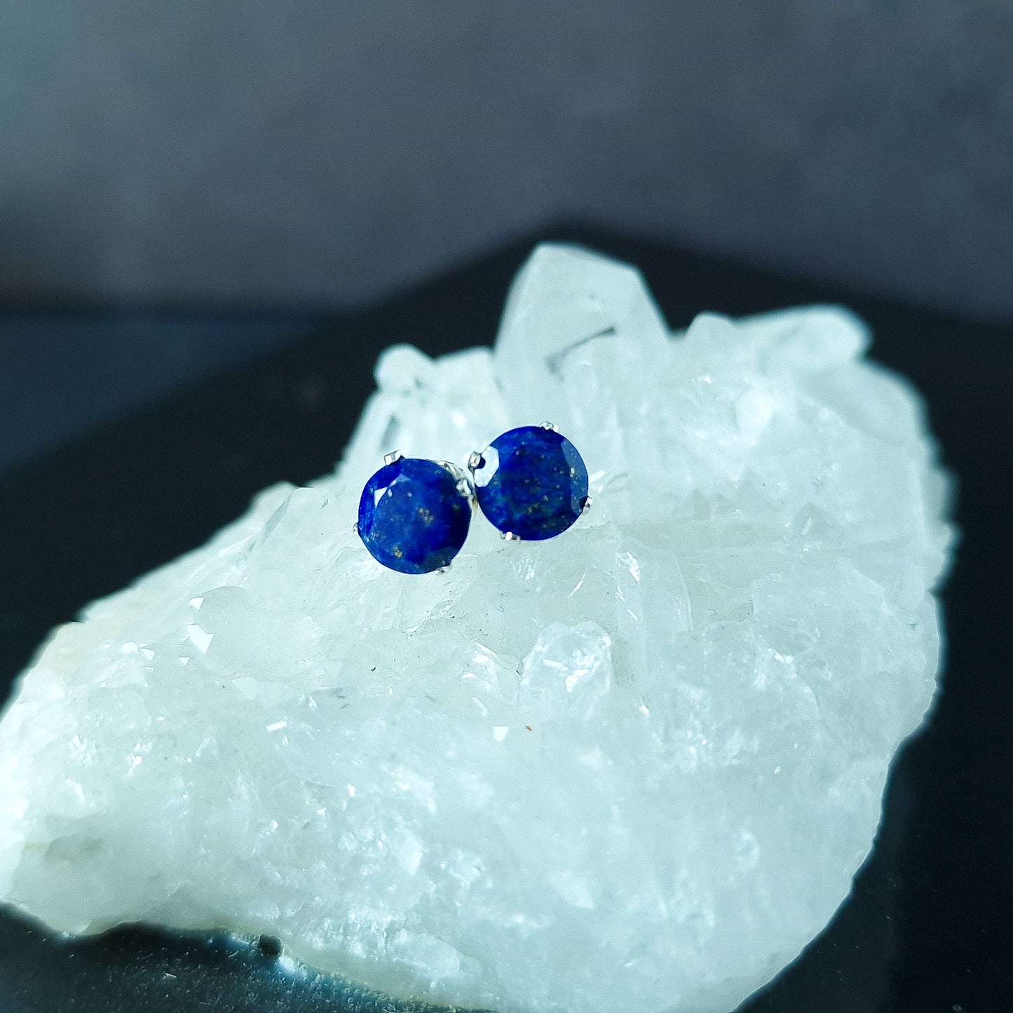 Lapis Lazuli Stud Earrings - Gold or Silver - Virgo or September Birthstone Jewelry Present