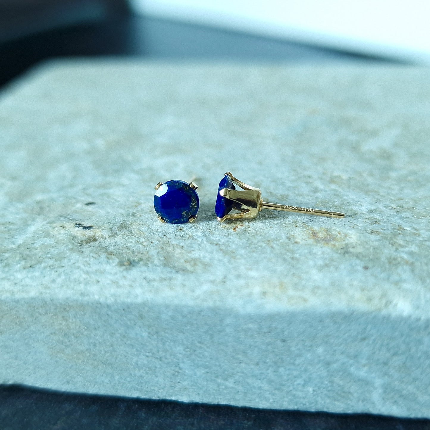 Lapis Lazuli Stud Earrings - Gold or Silver - Virgo or September Birthstone Jewelry Present