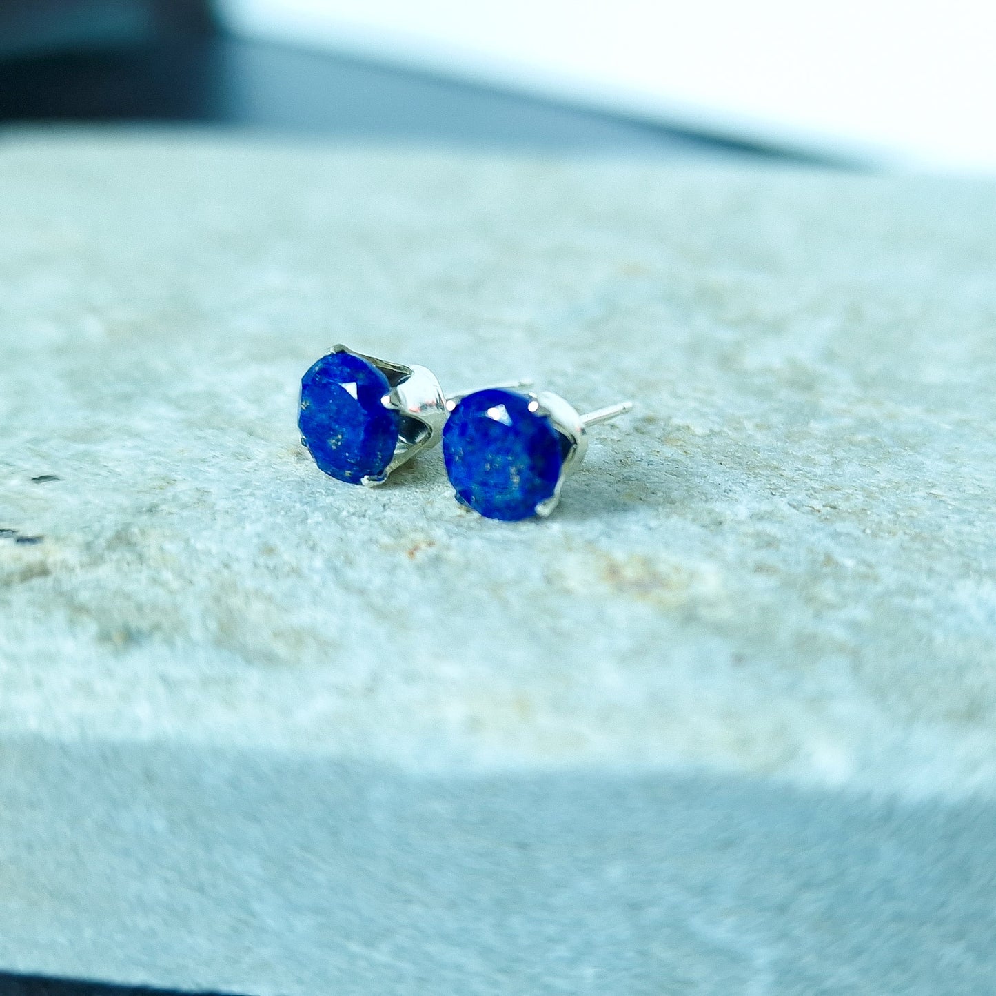 Lapis Lazuli Stud Earrings - Gold or Silver - Virgo or September Birthstone Jewelry Present
