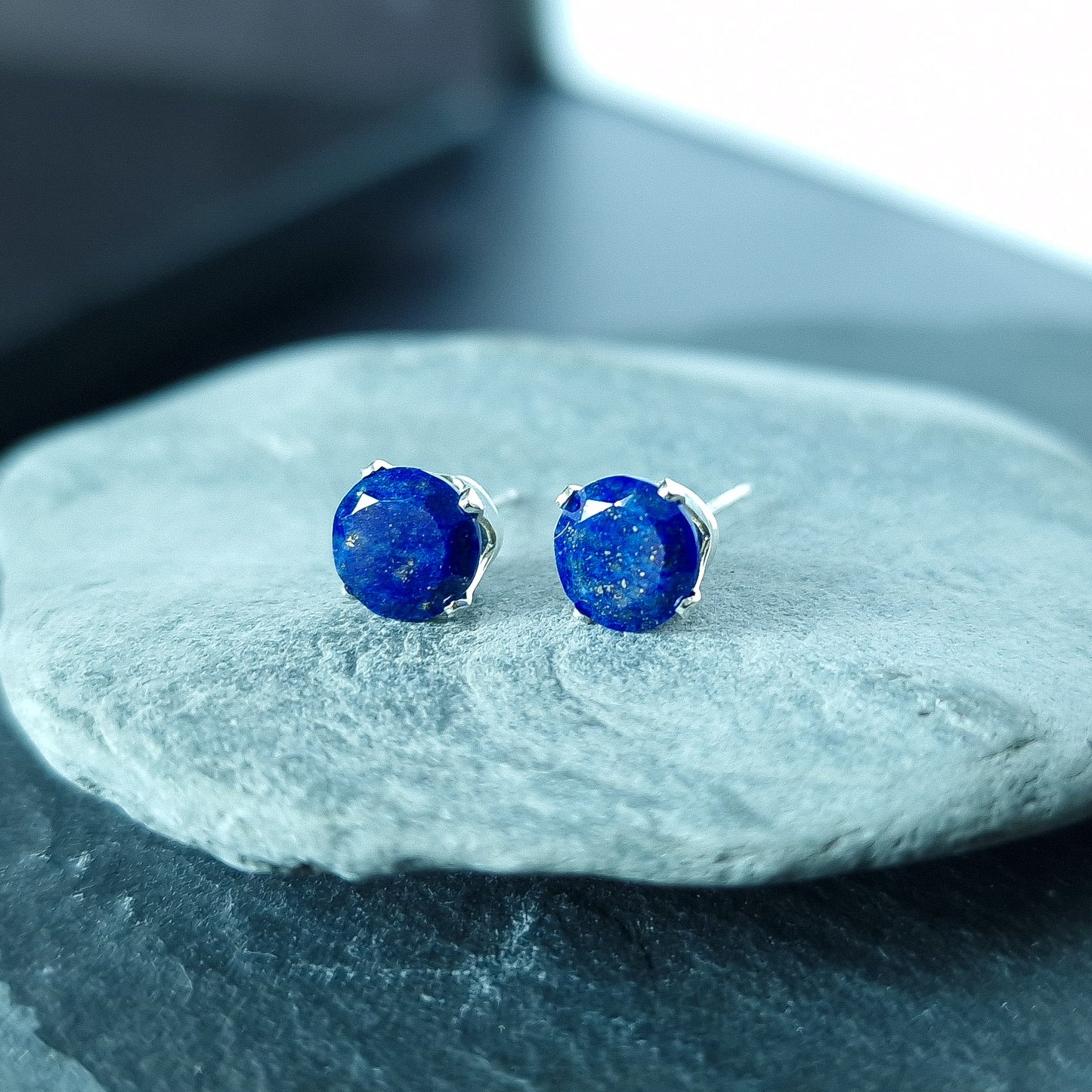 Lapis Lazuli Stud Earrings - Gold or Silver - Virgo or September Birthstone Jewelry Present
