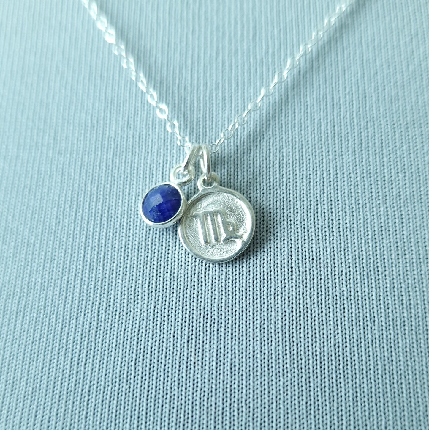 Sapphire Virgo Pendant Sterling Silver Birthstone Necklace for Astrology Lovers