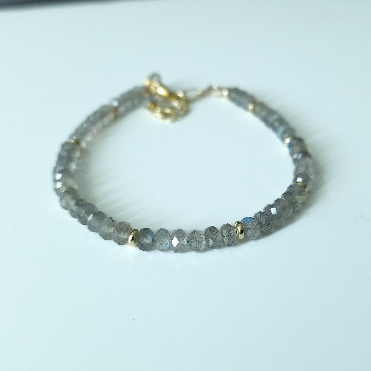 Labradorite adjustable bracelet in gold vermeil silver