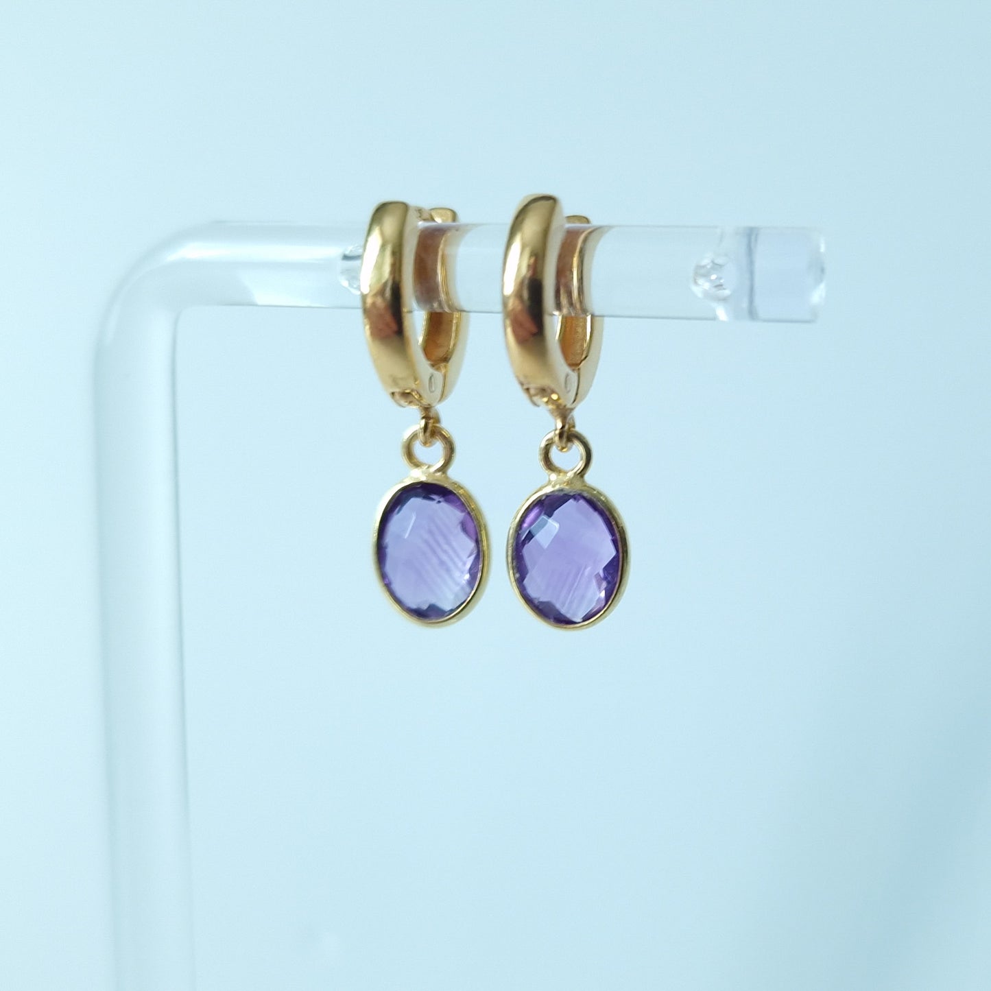 Amethyst Huggie Hoop earrings