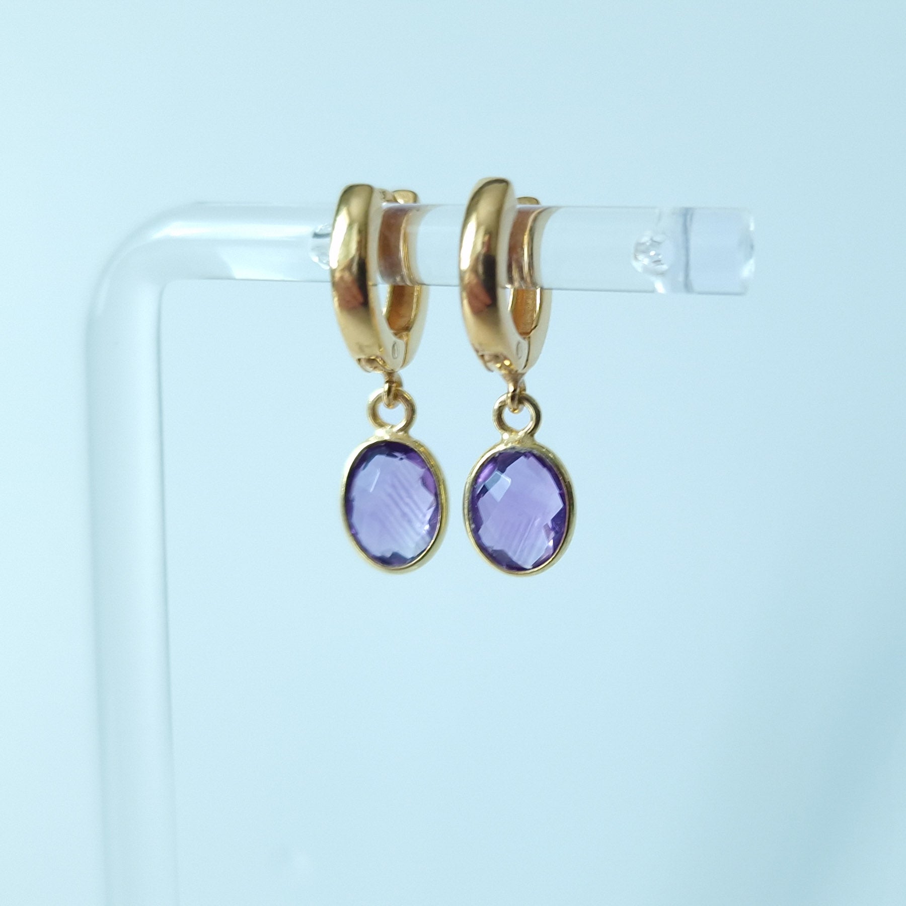 Amethyst Huggie Hoop earrings