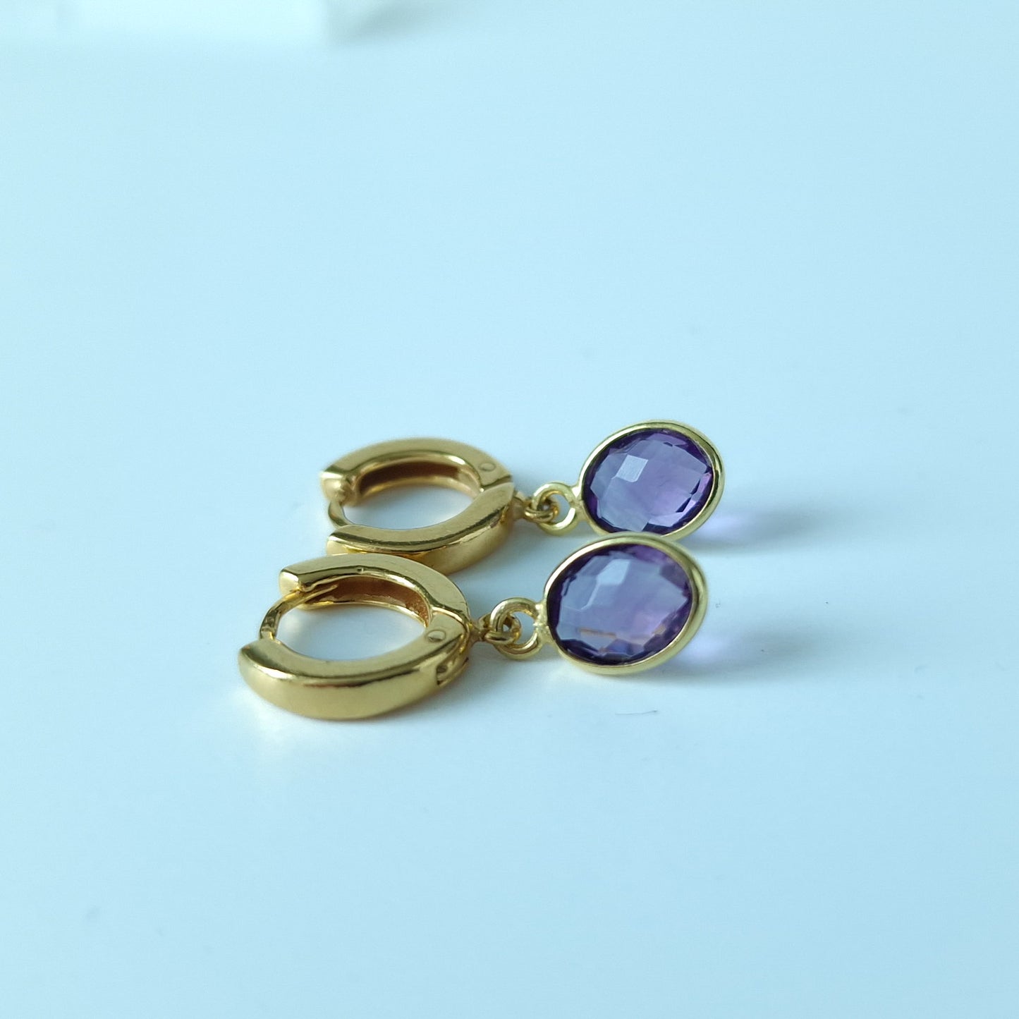 Amethyst Huggie Hoop earrings