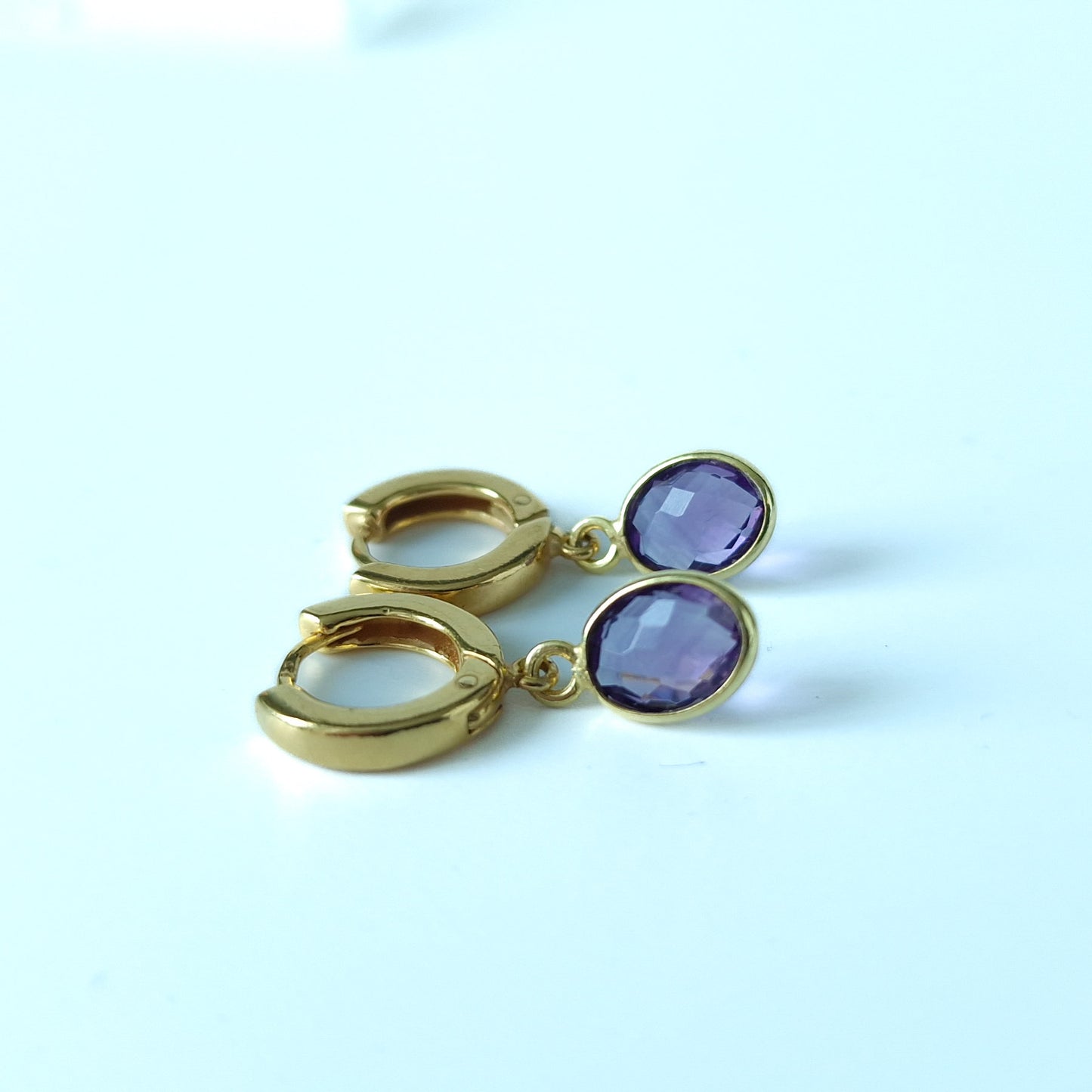 Amethyst Huggie Hoop earrings