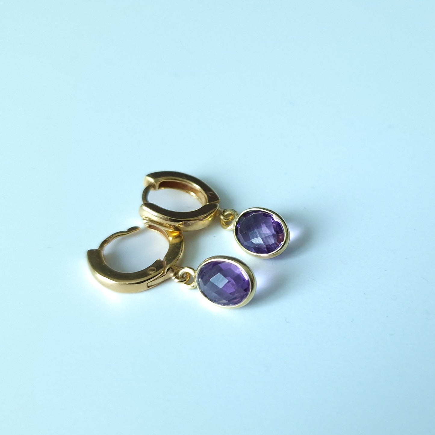 Amethyst Huggie Hoop earrings