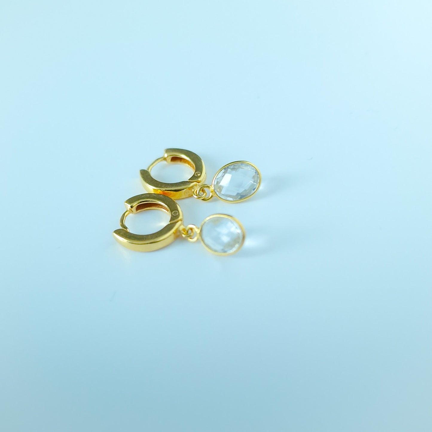 Quartz Gold Vermeil Silver Chunky Huggie Hoop Earrings