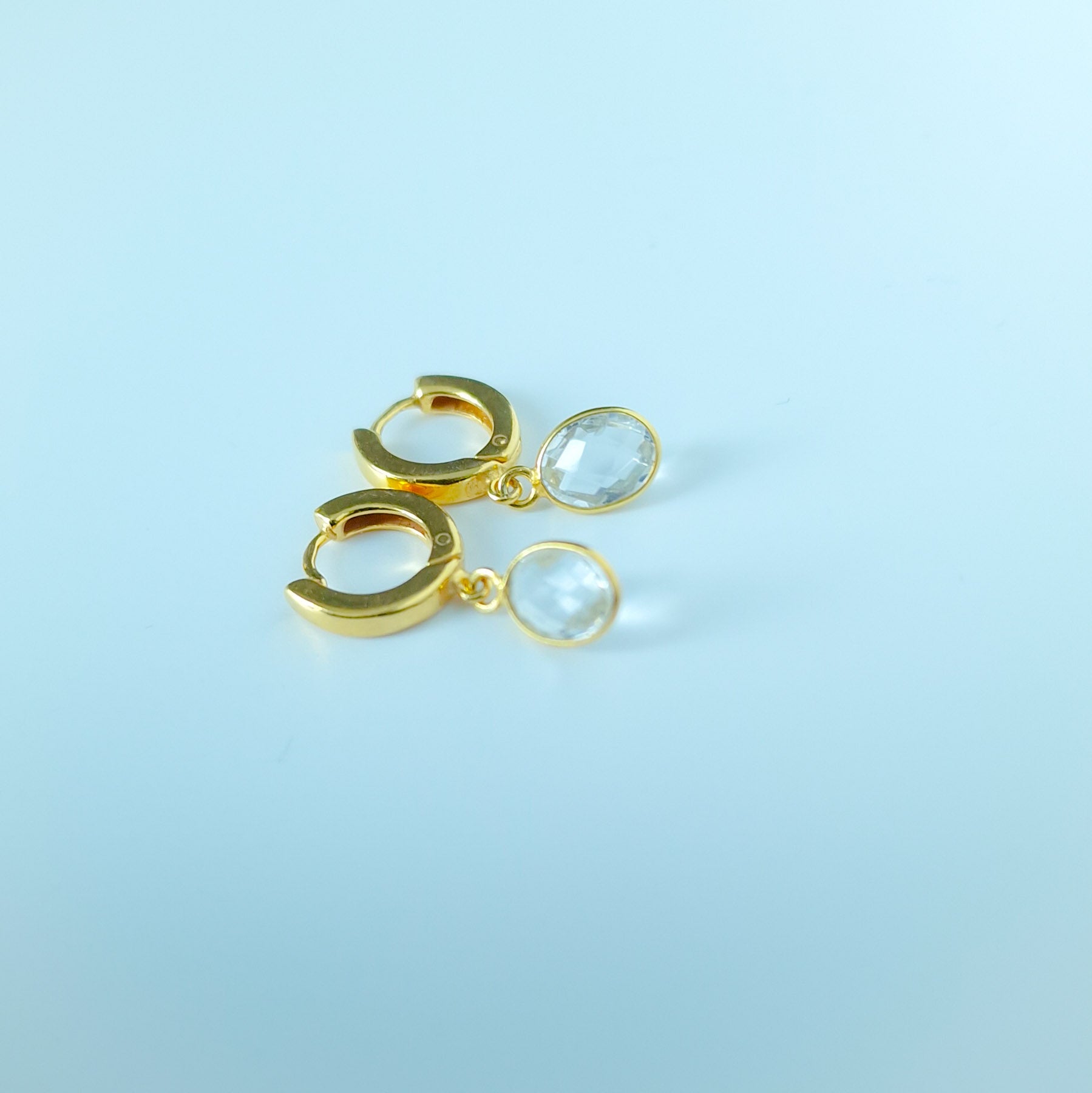 Quartz Gold Vermeil Silver Chunky Huggie Hoop Earrings