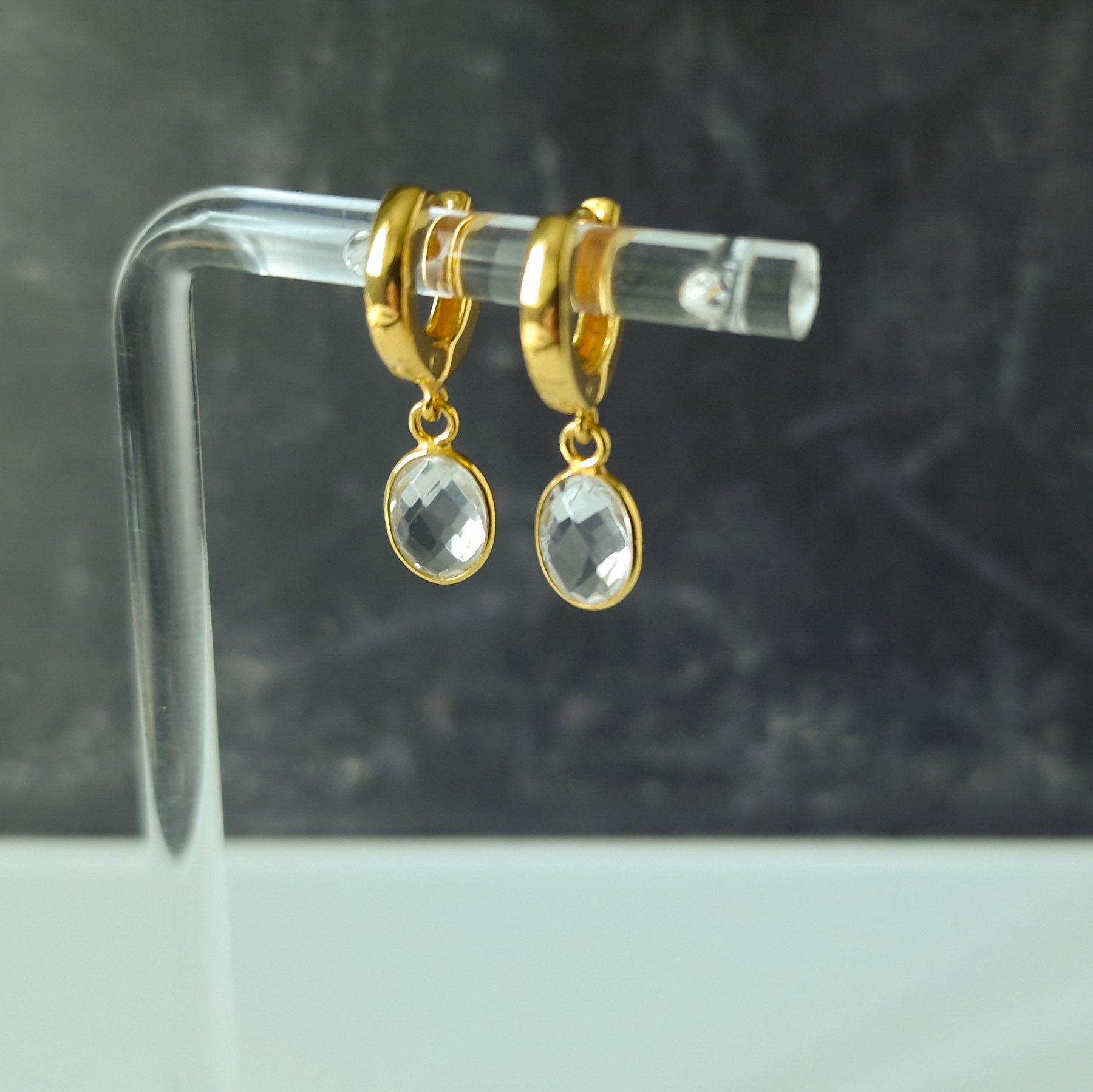 Quartz Gold Vermeil Silver Chunky Huggie Hoop Earrings
