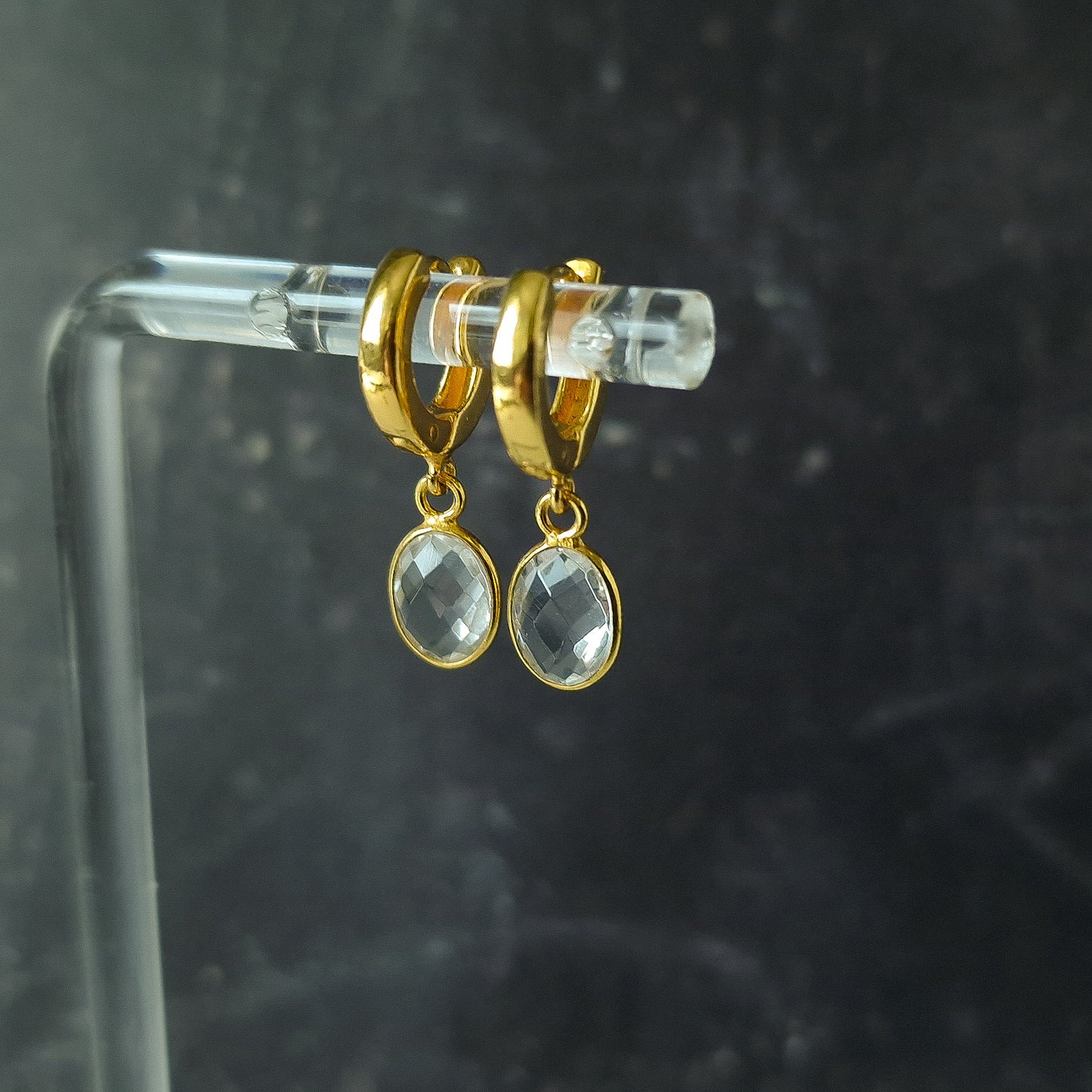 Quartz Gold Vermeil Silver Chunky Huggie Hoop Earrings