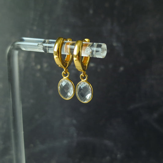 Quartz Gold Vermeil Silver Chunky Huggie Hoop Earrings