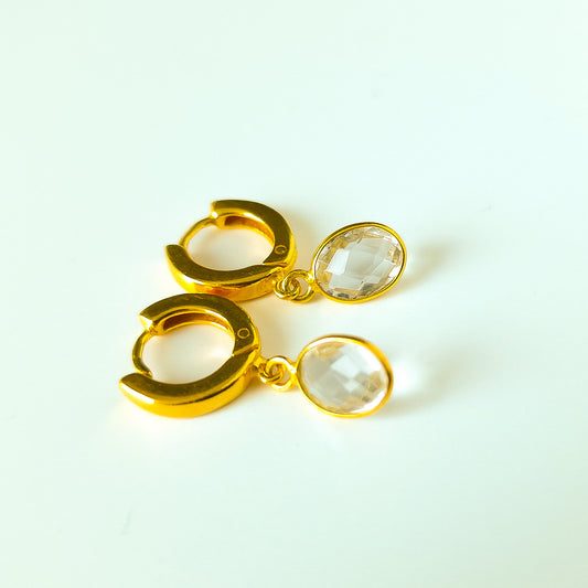Quartz Gold Vermeil Silver Chunky Huggie Hoop Earrings