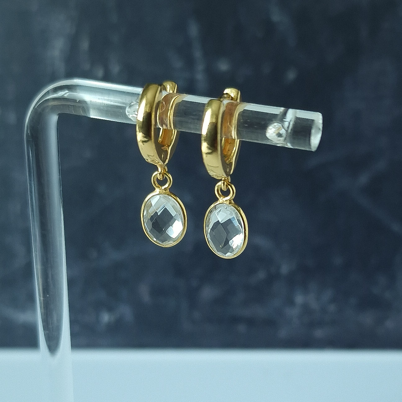 Quartz Gold Vermeil Silver Chunky Huggie Hoop Earrings