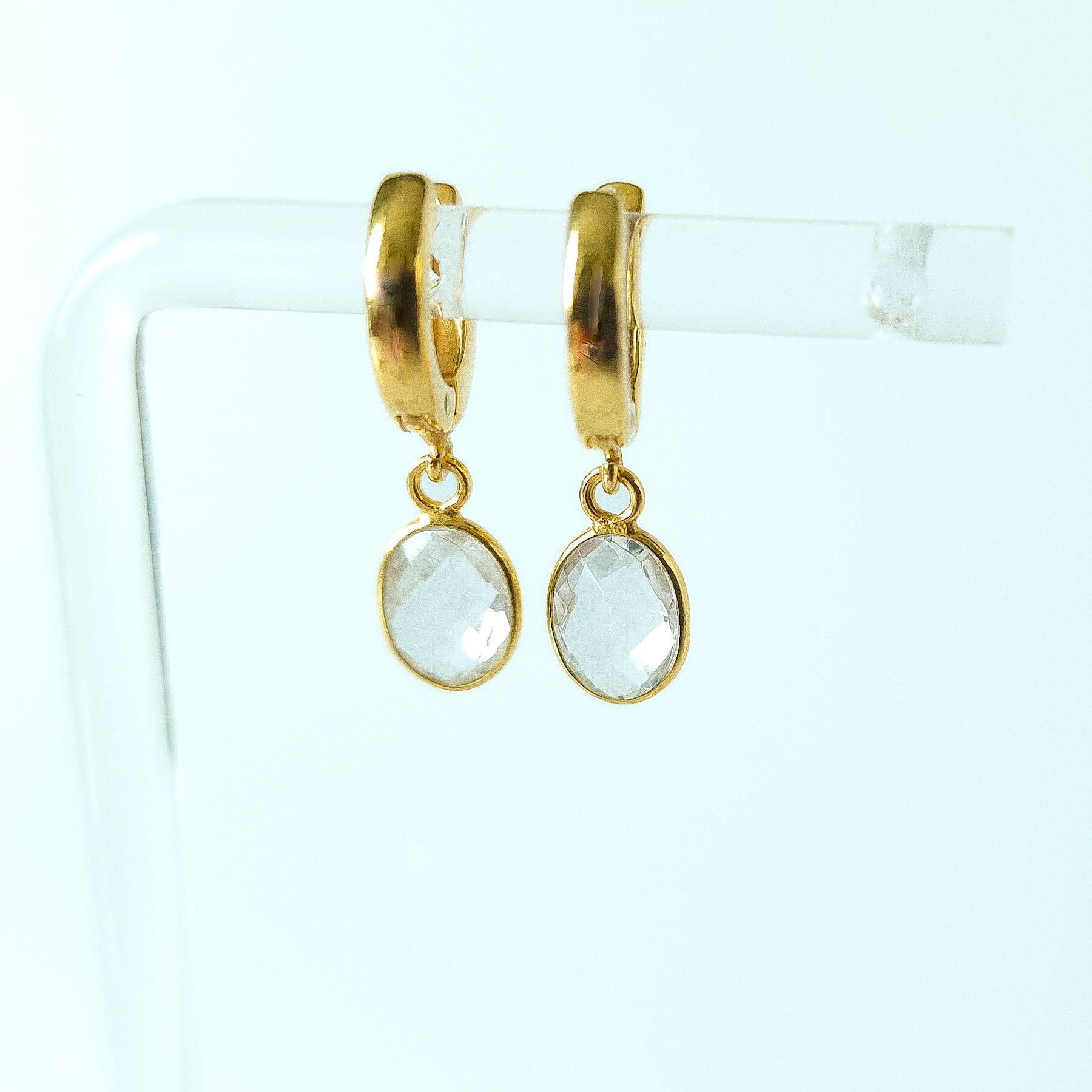 Quartz Gold Vermeil Silver Chunky Huggie Hoop Earrings