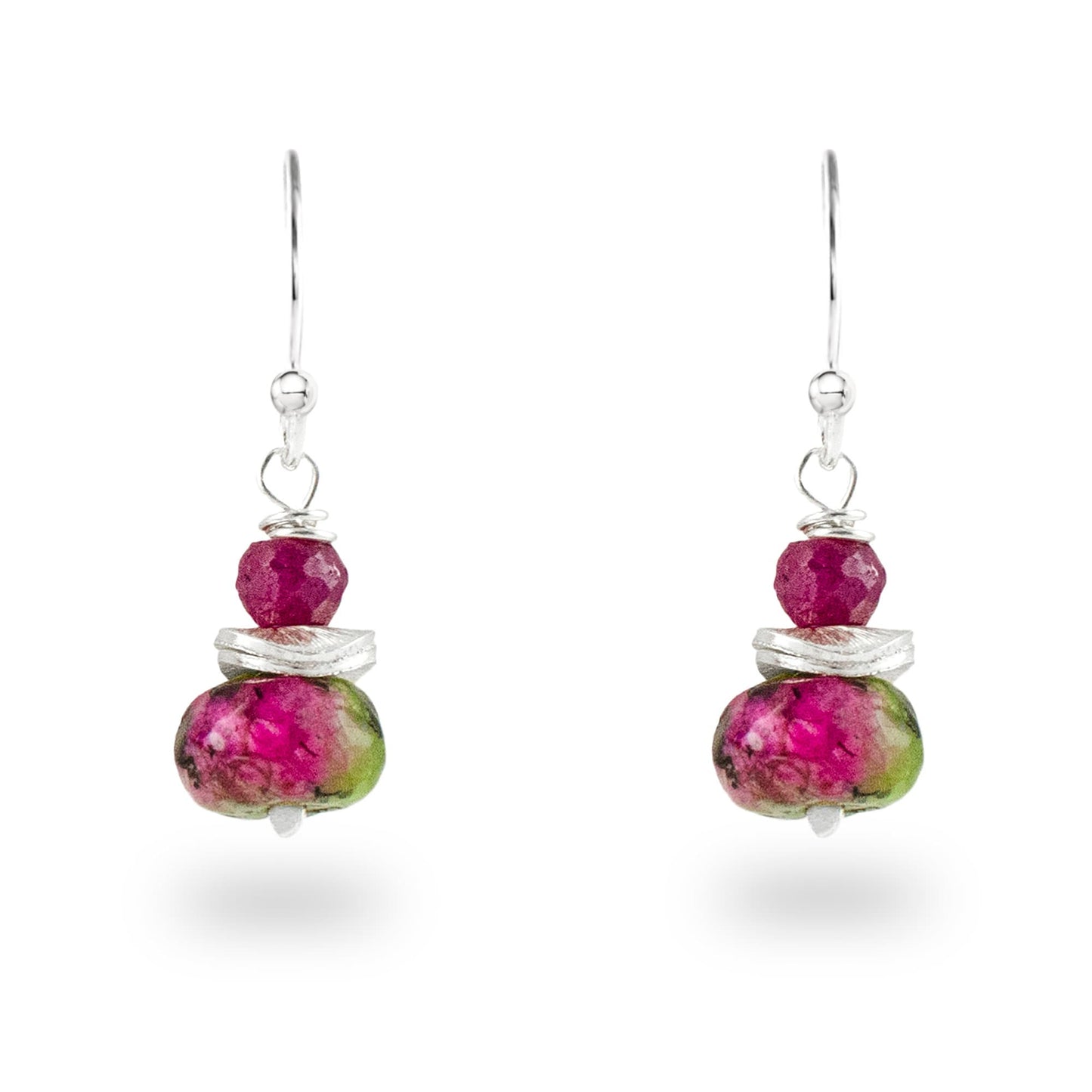 Ruby in Zoisite and Ruby Silver Drop earrings | Birthstone Jewelry | Cancer Zodiac Gift Idea