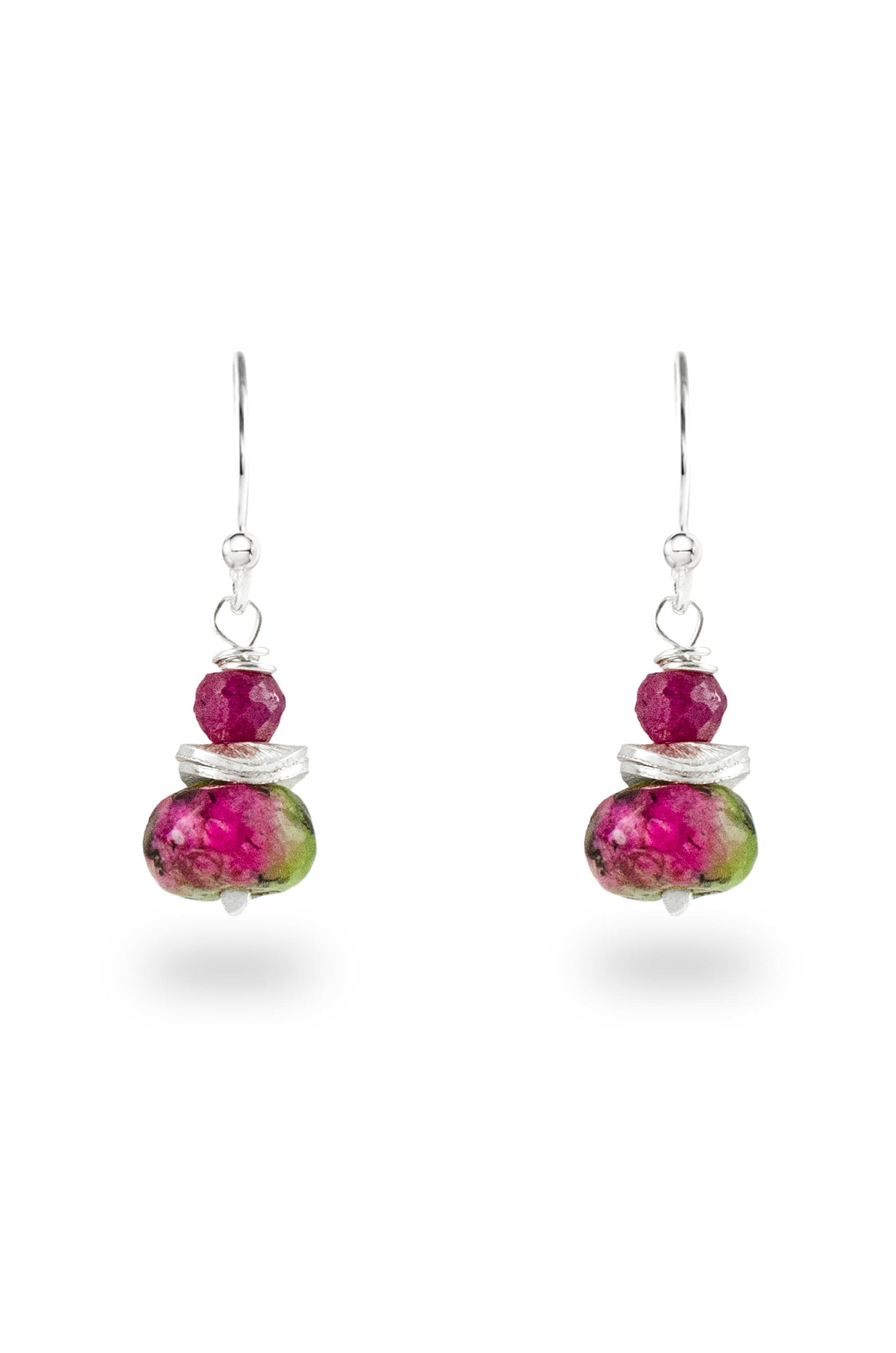 Ruby in Zoisite and Ruby Silver Drop earrings | Birthstone Jewelry | Cancer Zodiac Gift Idea