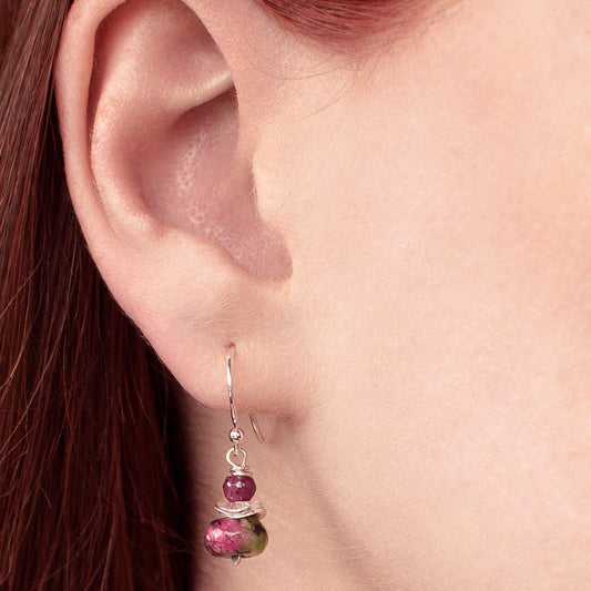 Ruby in Zoisite and Ruby Silver Drop earrings | Birthstone Jewelry | Cancer Zodiac Gift Idea