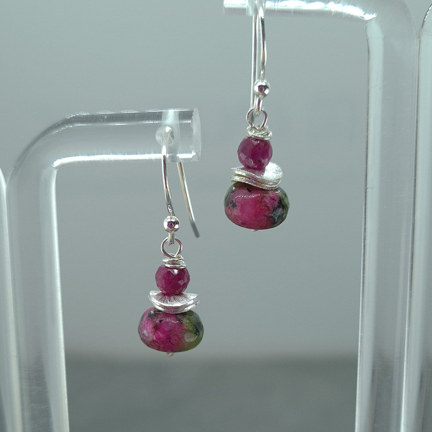 Ruby in Zoisite and Ruby Silver Drop earrings | Birthstone Jewelry | Cancer Zodiac Gift Idea