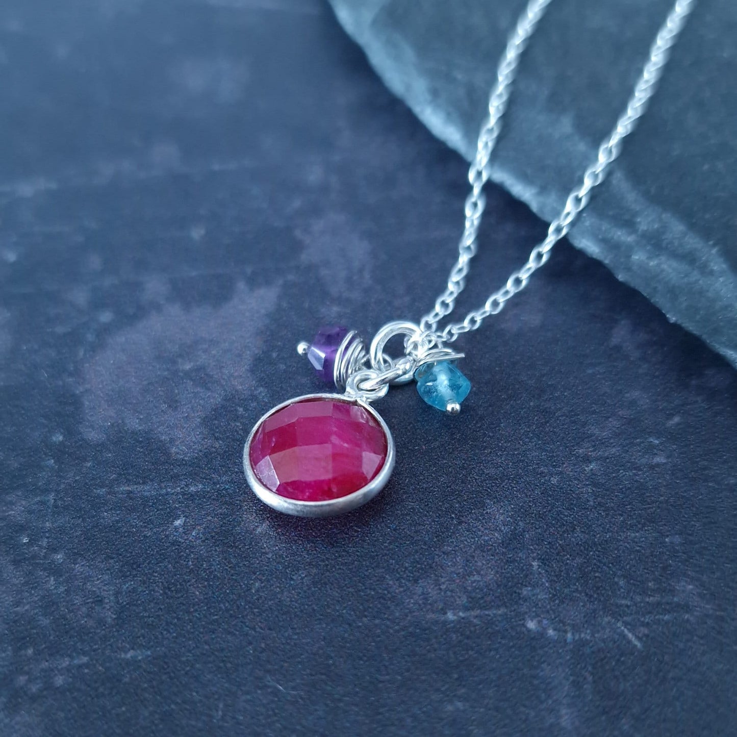 Sterling Silver Ruby Birthstone Necklace - July Zodiac Gifts