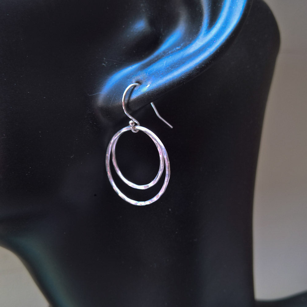 Fine Silver Double hoop earrings