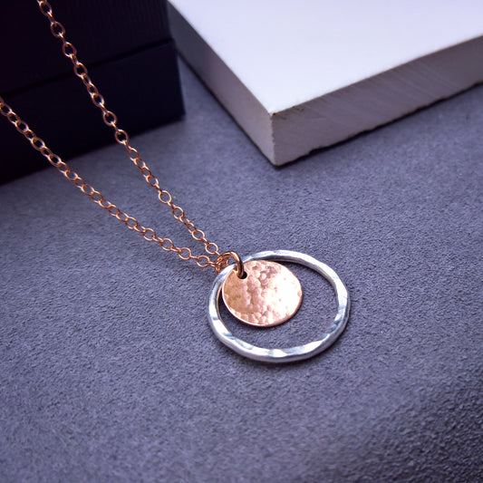 Rose gold circle necklace