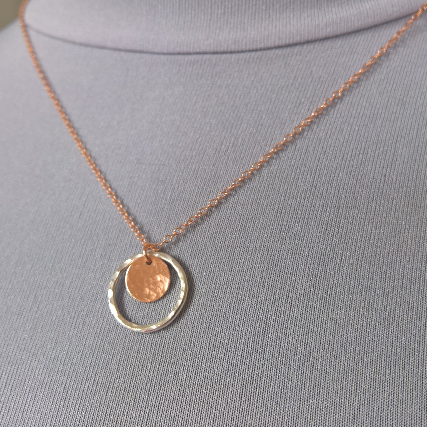 Rose gold circle necklace