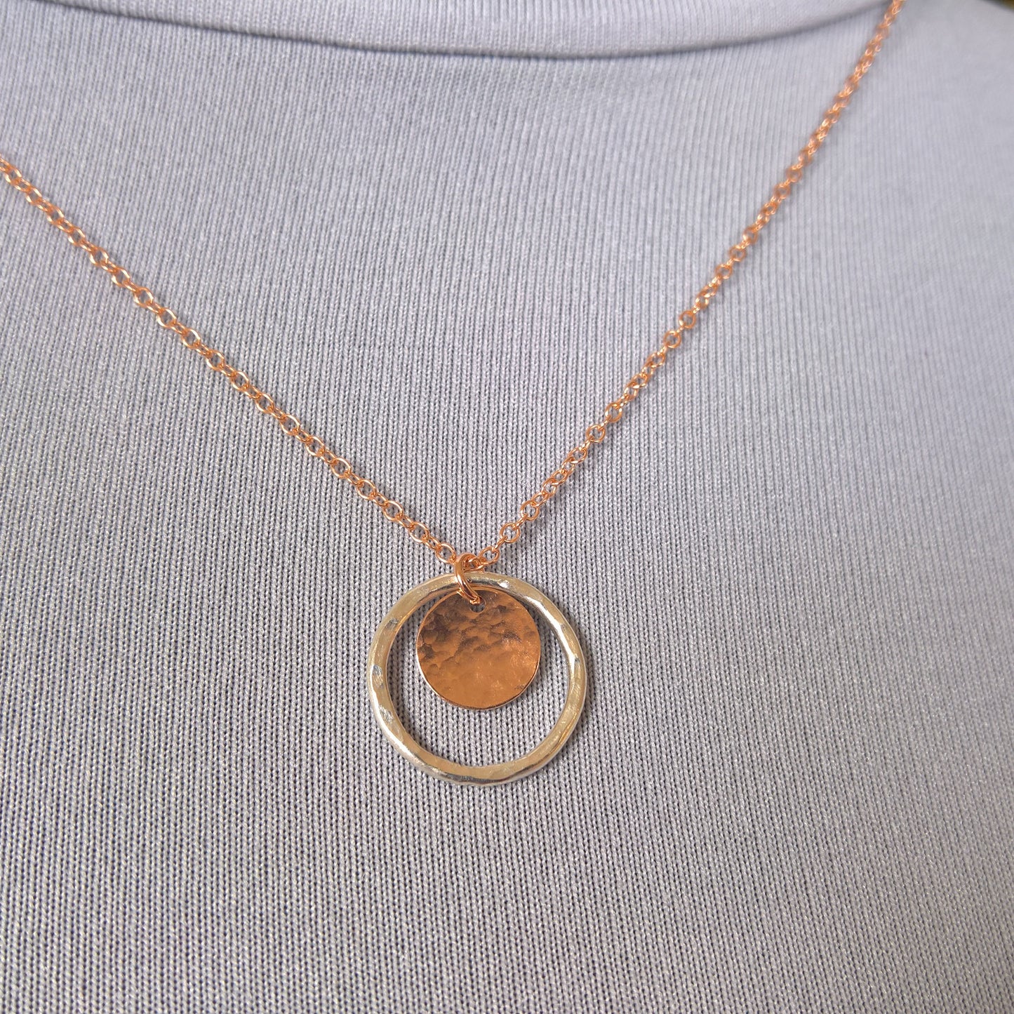 Rose gold circle necklace