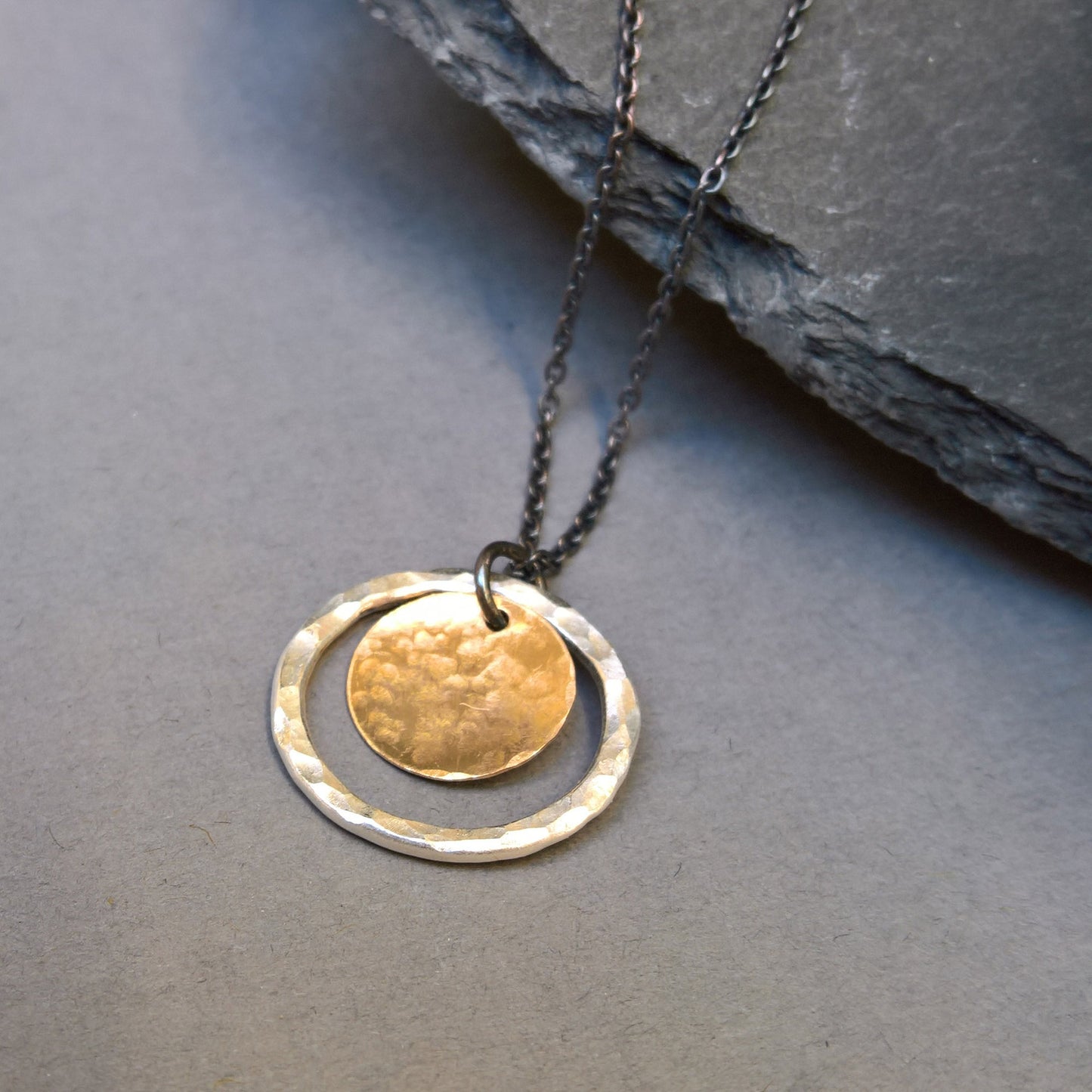 Dainty silver circle necklace