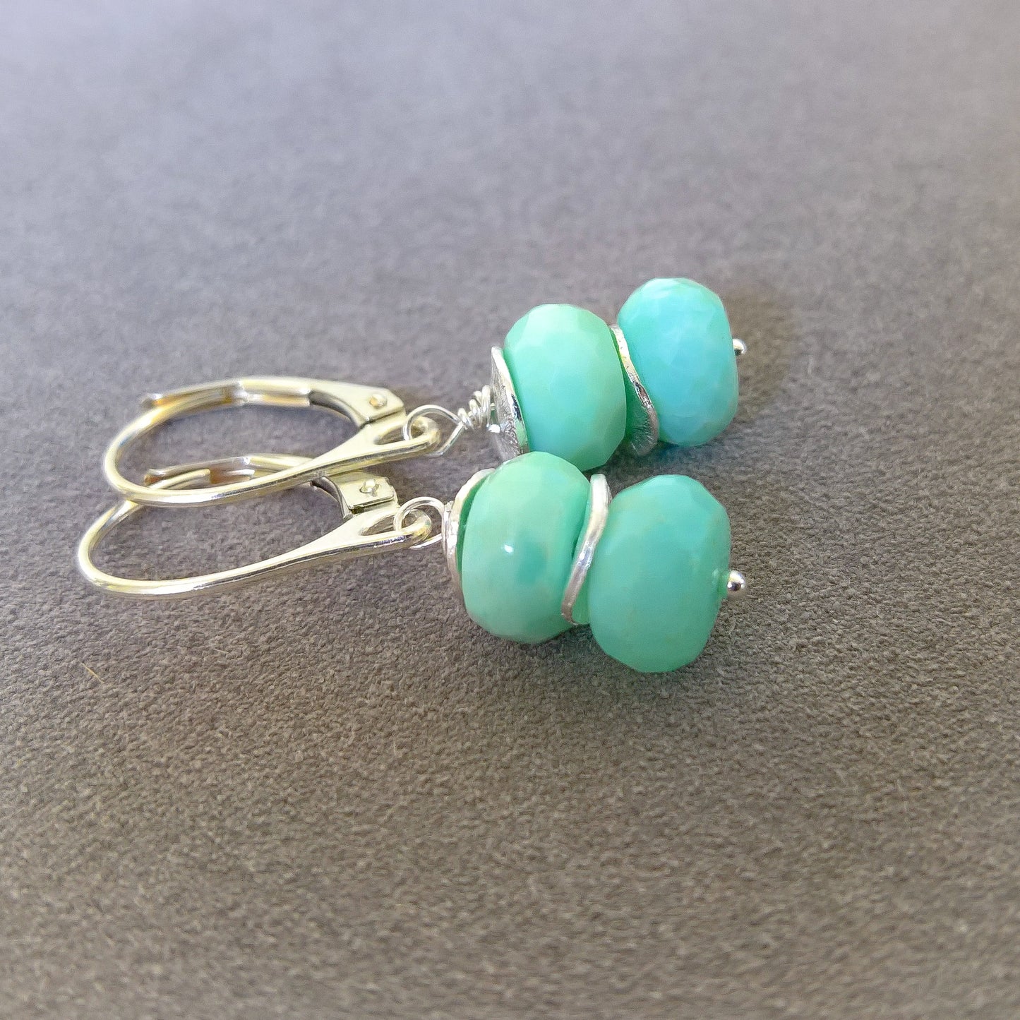 Peruvian blue opal sterling silver drop earrings