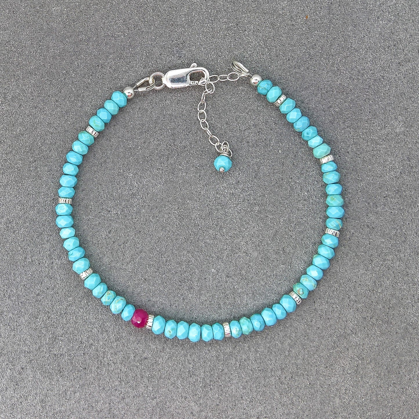 Turquoise sterling silver adjustable bracelet