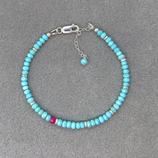 Turquoise sterling silver adjustable bracelet