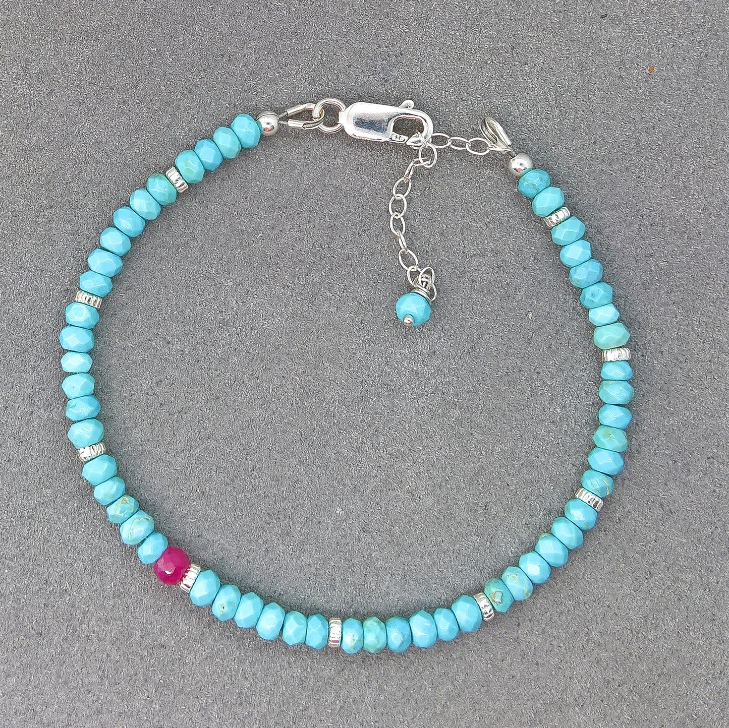 Turquoise sterling silver adjustable bracelet