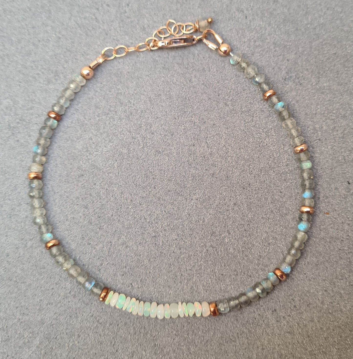 Labradorite and Opal skinny bracelet