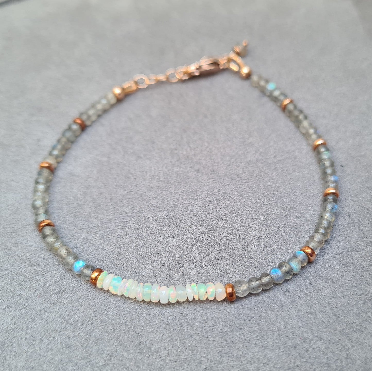 Labradorite and Opal skinny bracelet