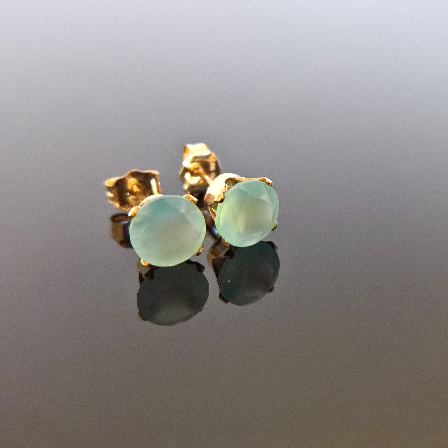 Chalcedony stud earrings in gold filled or sterling silver