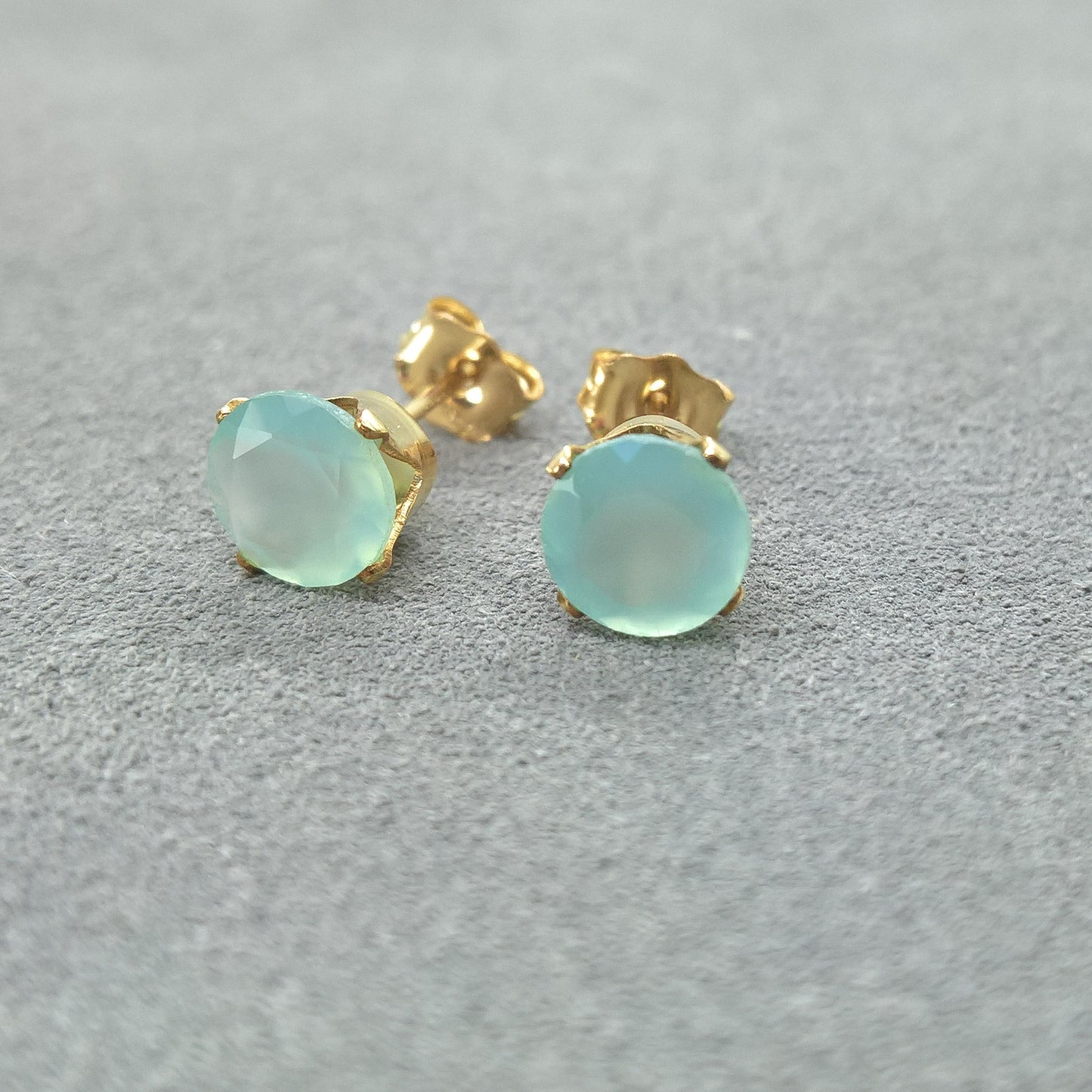 Chalcedony stud earrings in gold filled or sterling silver