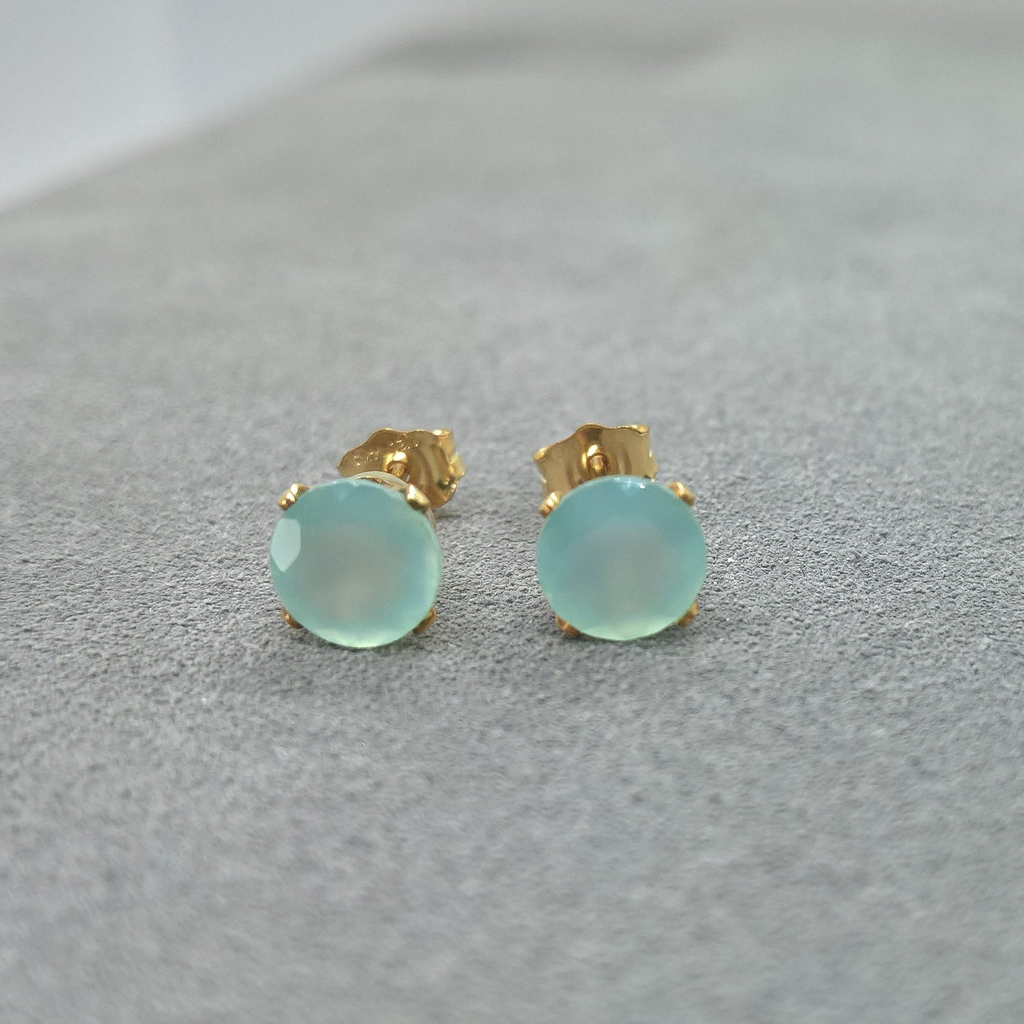 Chalcedony stud earrings in gold filled or sterling silver