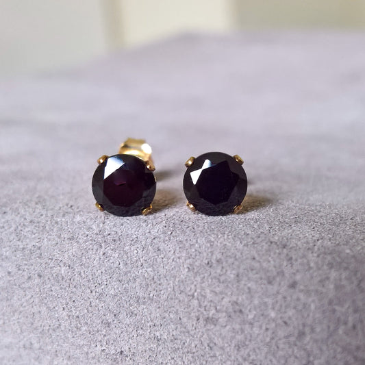 Black Spinel stud earrings in gold filled or sterling silver