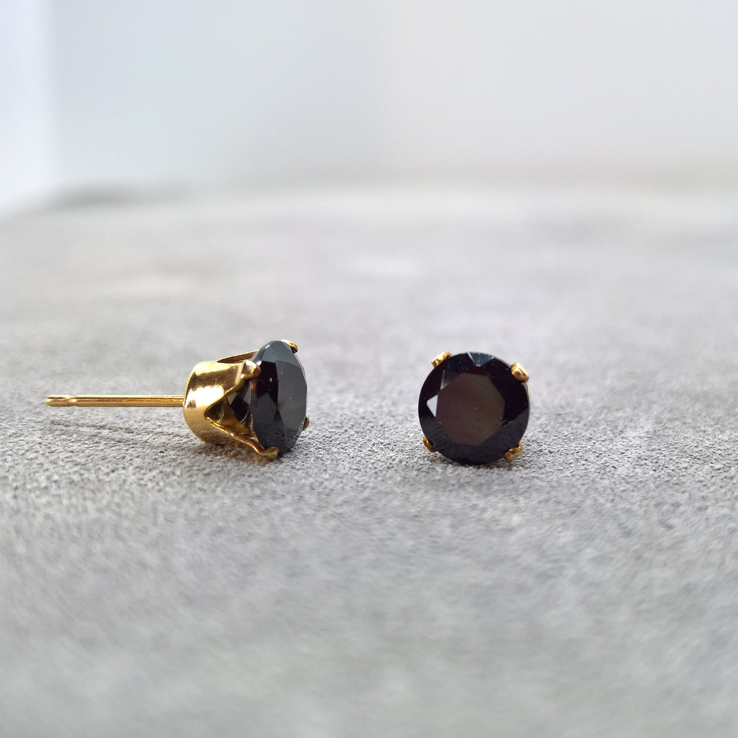 Black Spinel stud earrings in gold filled or sterling silver
