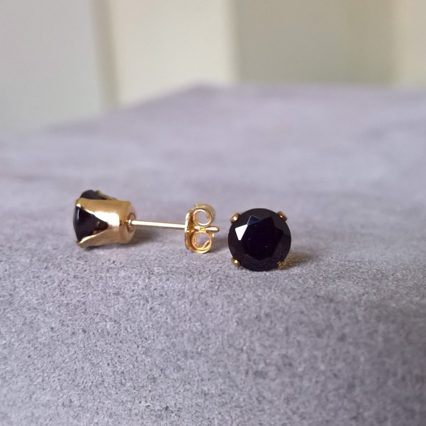Black Spinel stud earrings in gold filled or sterling silver