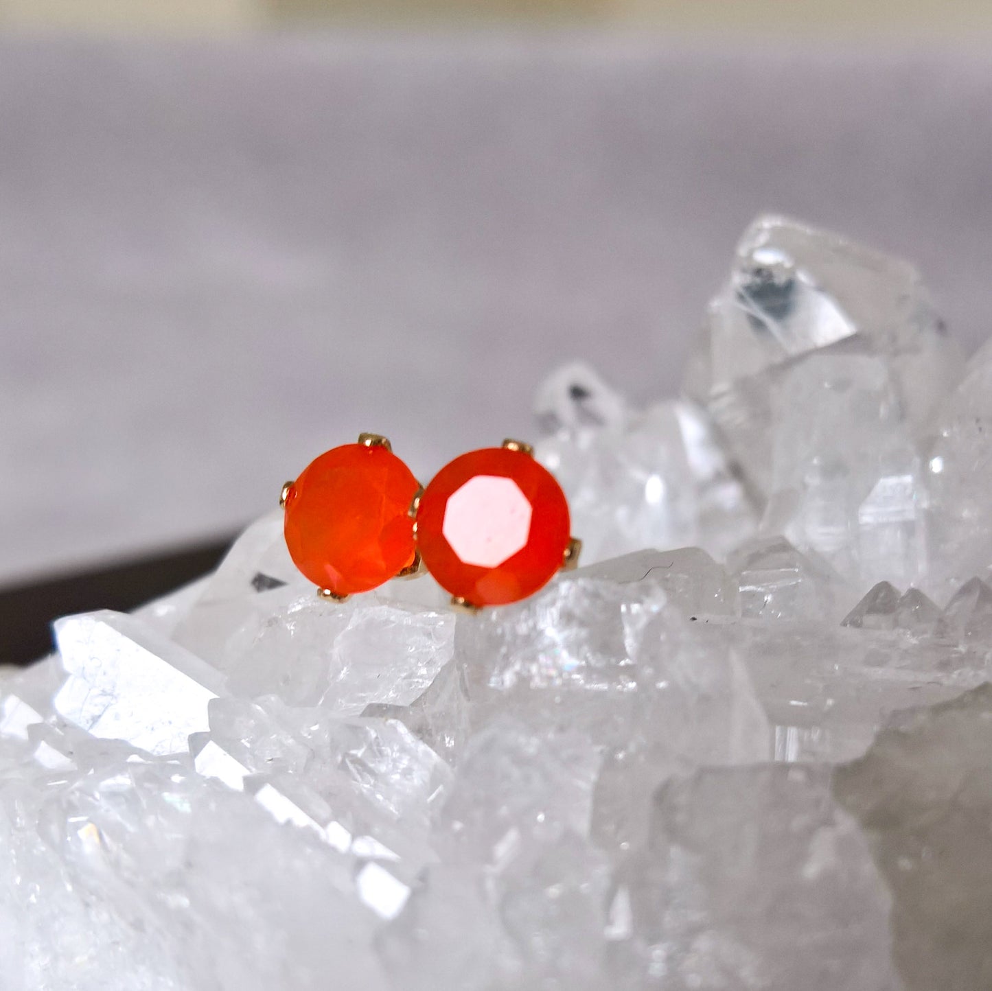 Carnelian stud earrings in gold filled or sterling silver