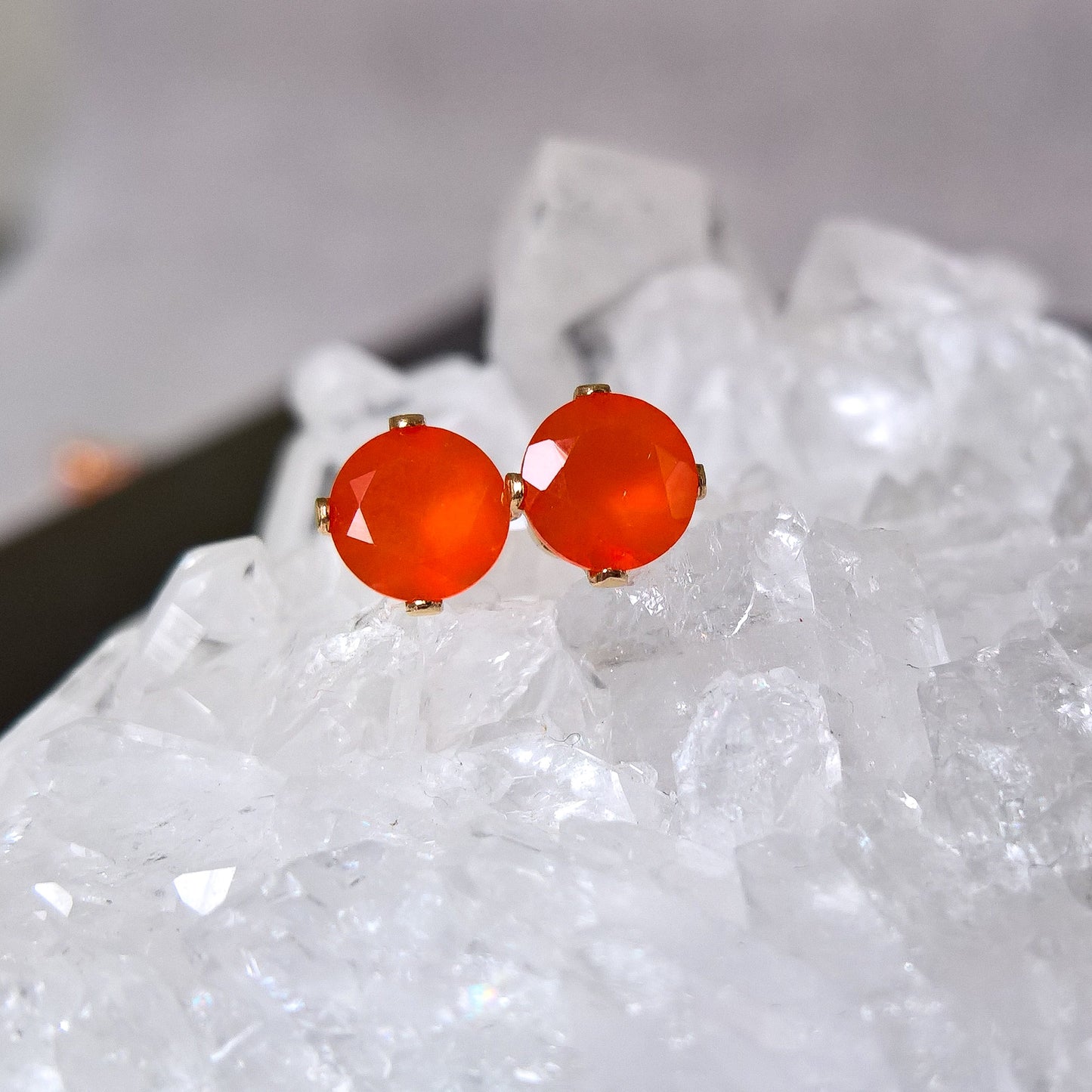 Carnelian stud earrings in gold filled or sterling silver