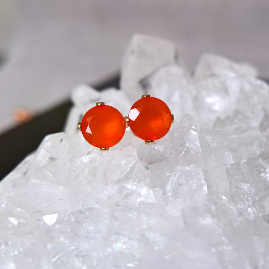 Carnelian stud earrings in gold filled or sterling silver