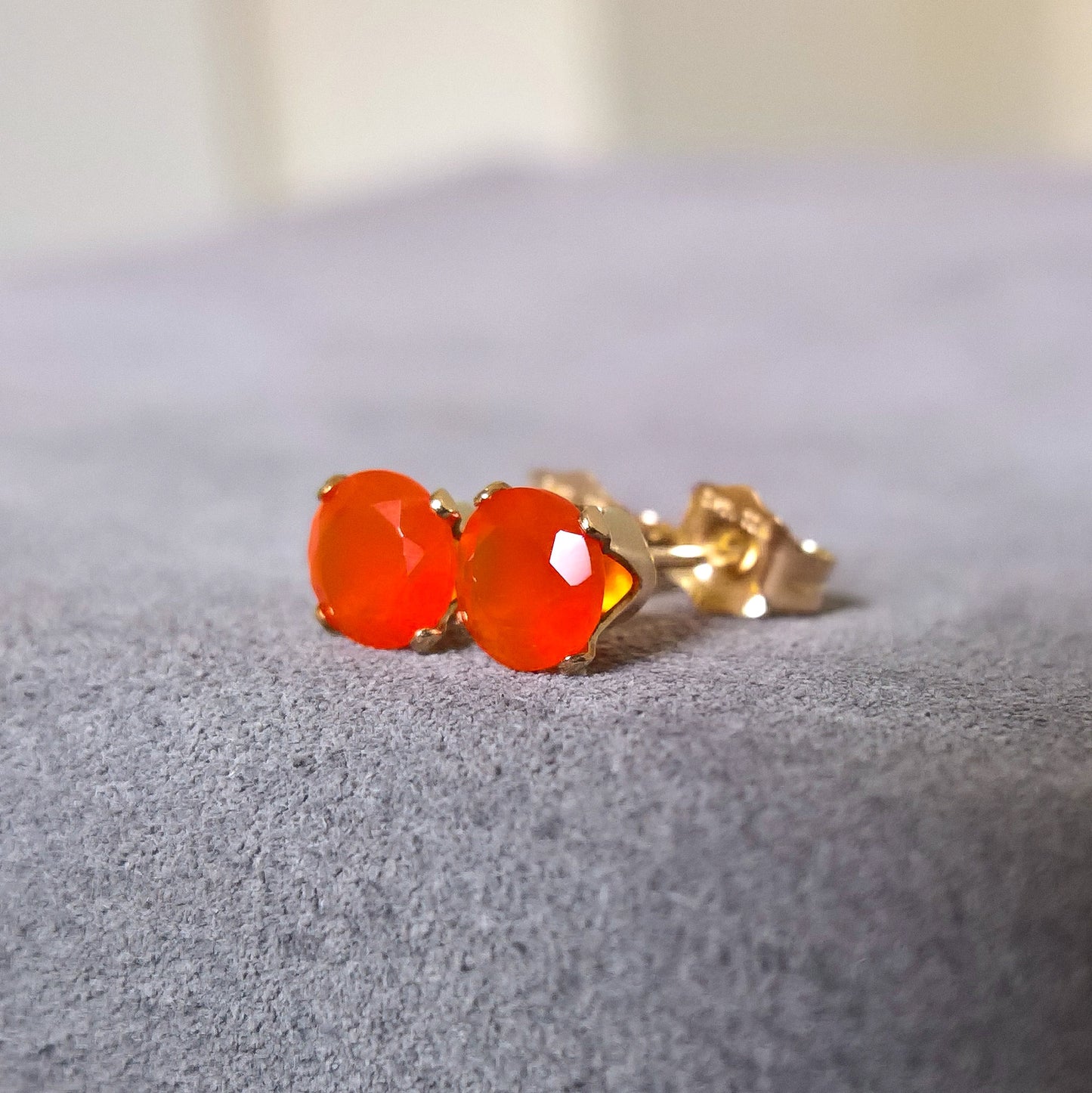 Carnelian stud earrings in gold filled or sterling silver