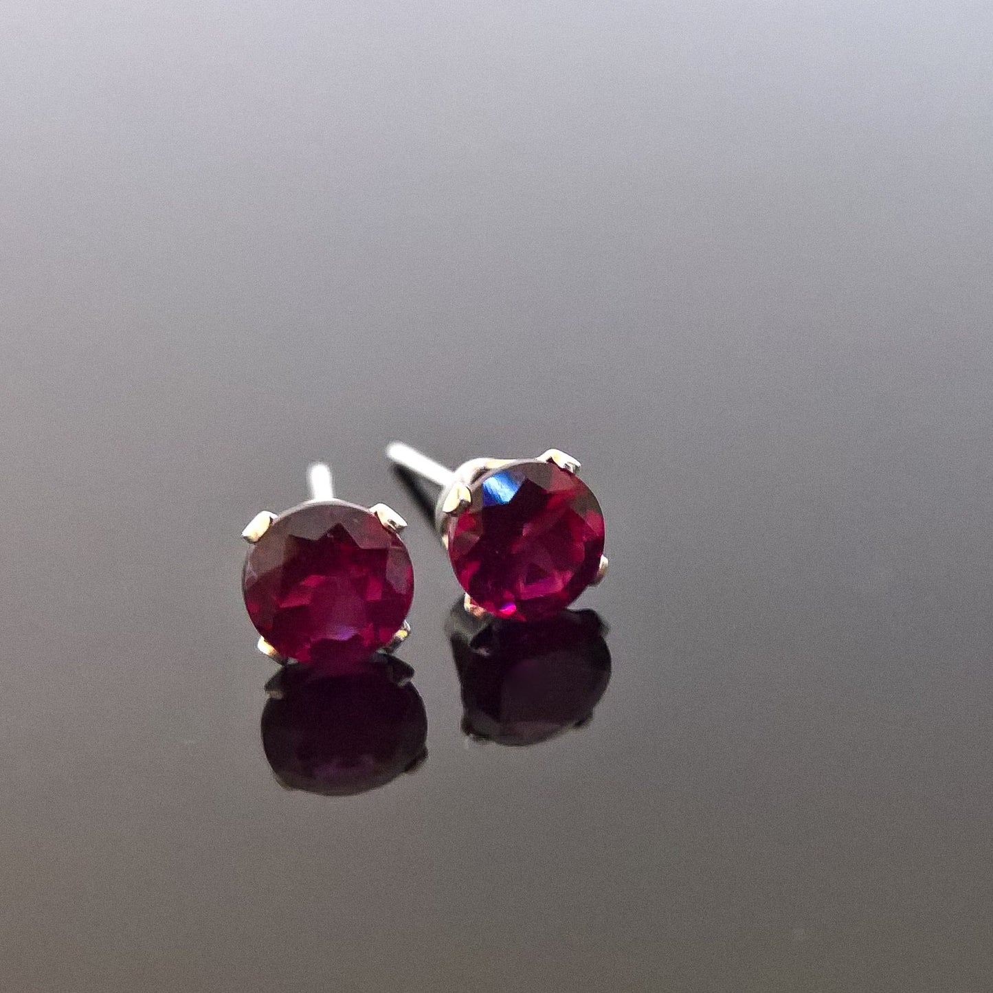 Rhodolite Garnet stud earrings in gold filled or sterling silver