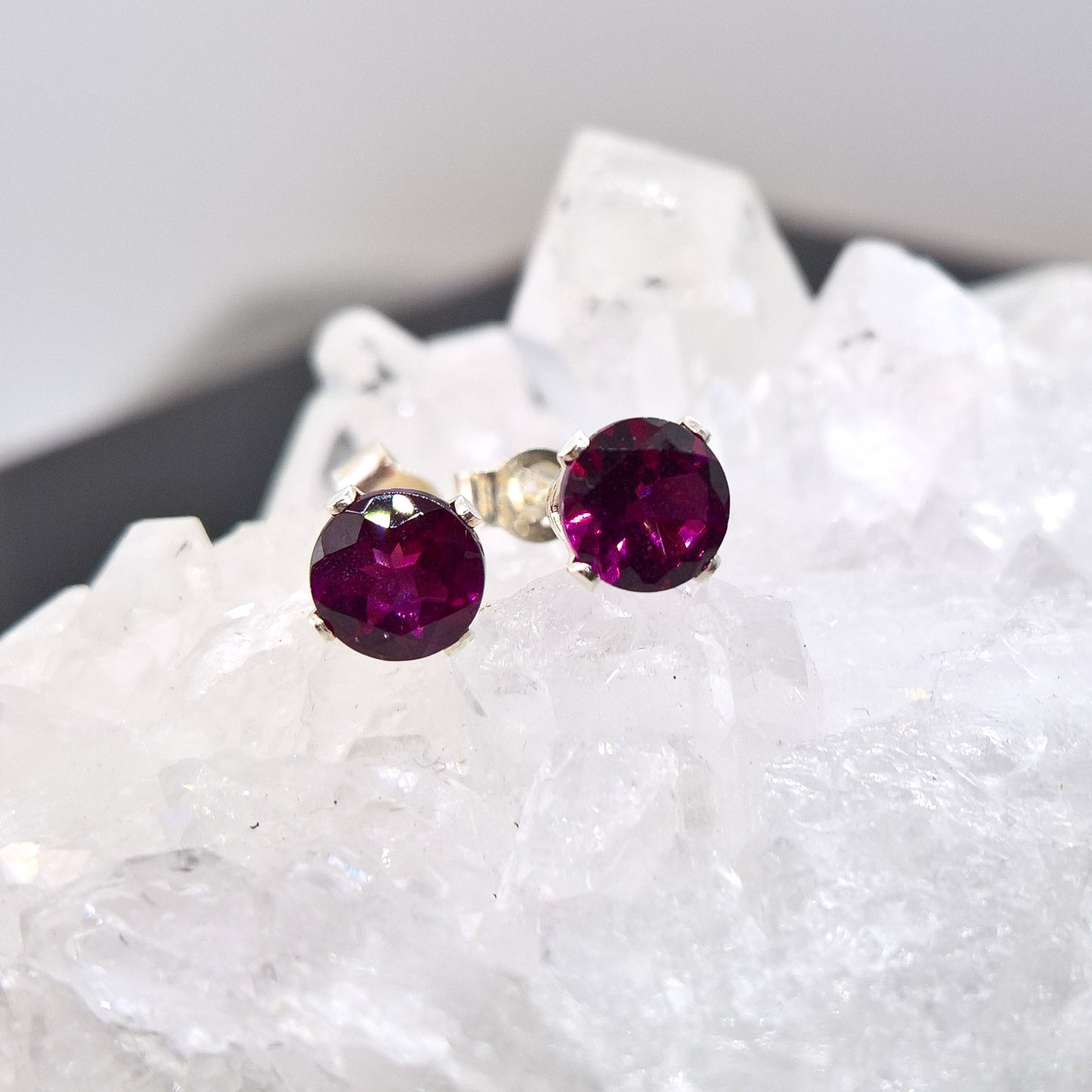 Rhodolite Garnet stud earrings in gold filled or sterling silver