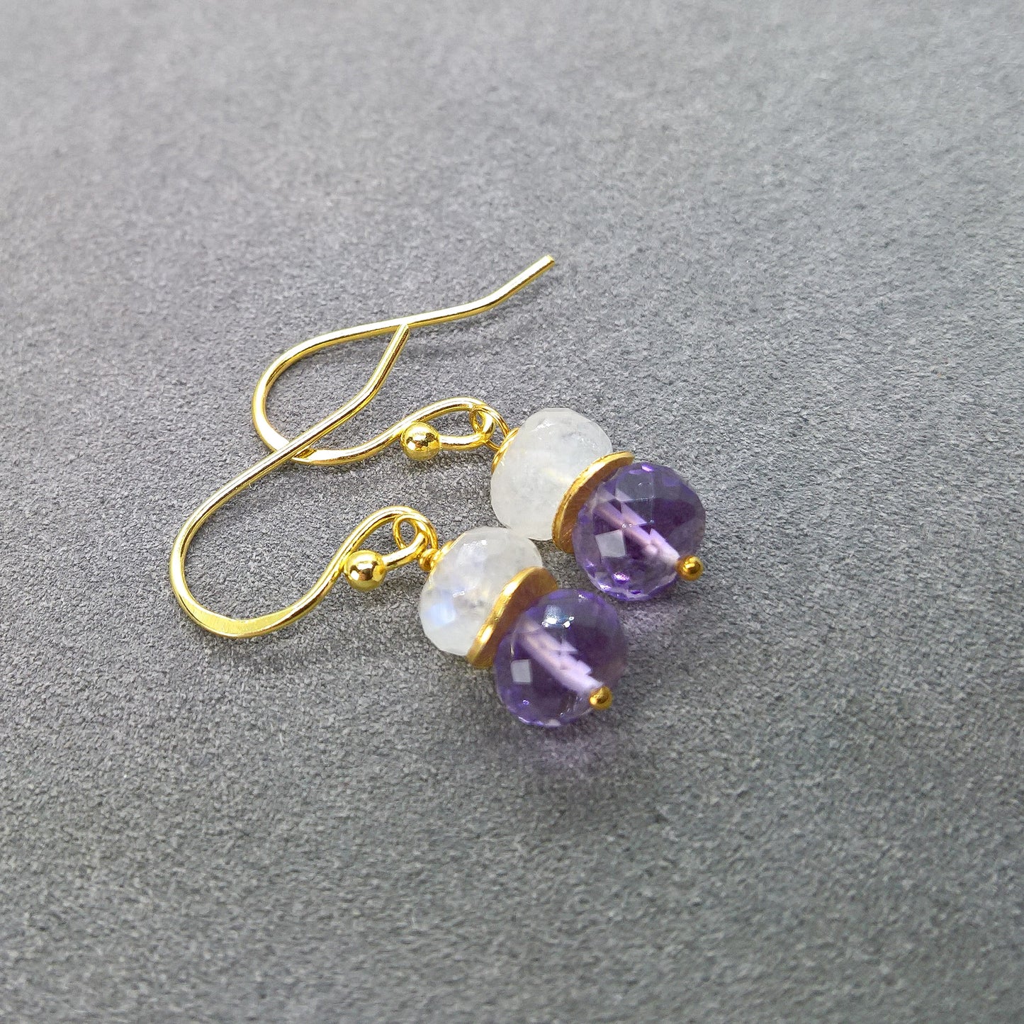 Amethyst and moonstone drop earrings